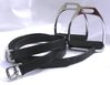 1 pair of Stainless steel stirrup irons with 1 pair of quality English leathers